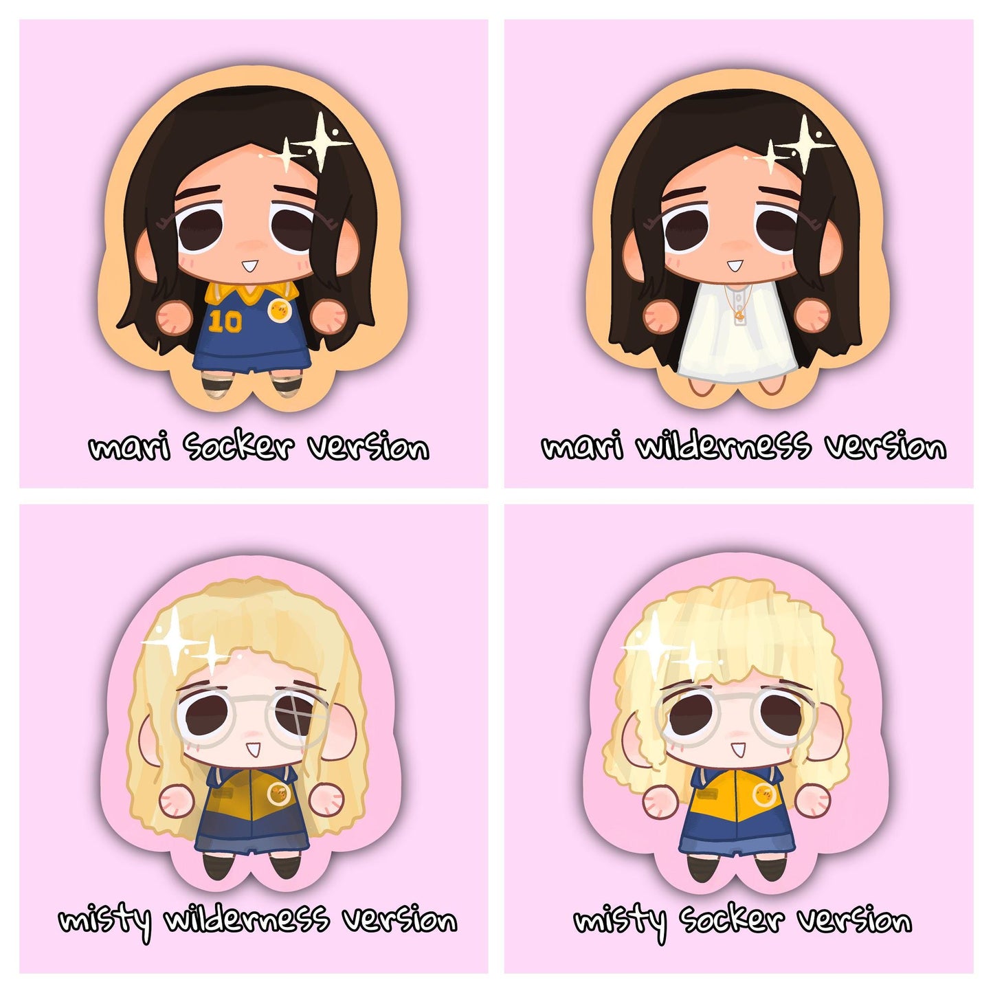 Yellowjackets Character Stickers & Key chains - Shauna, Jackie, Lottie, Natalie, Mari, Misty, Taissa, Van
