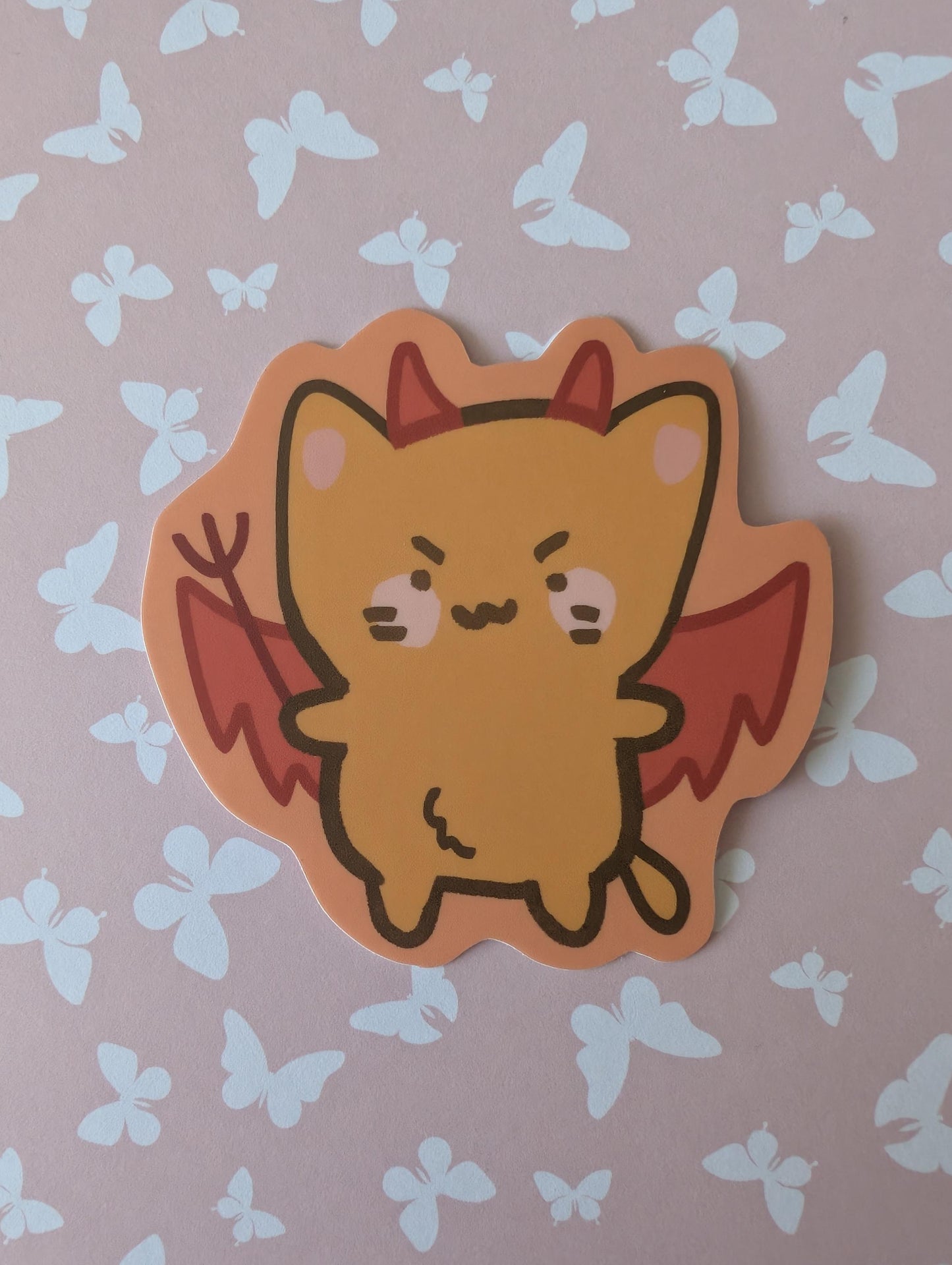 Angel and Devil Cat Stickers & Keychain