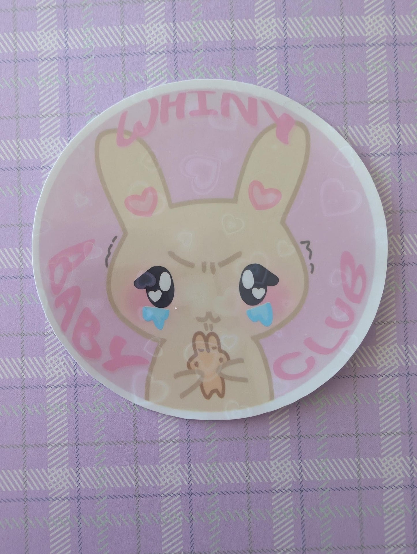 Whiny Baby Club Bunny Holo Heart Sticker
