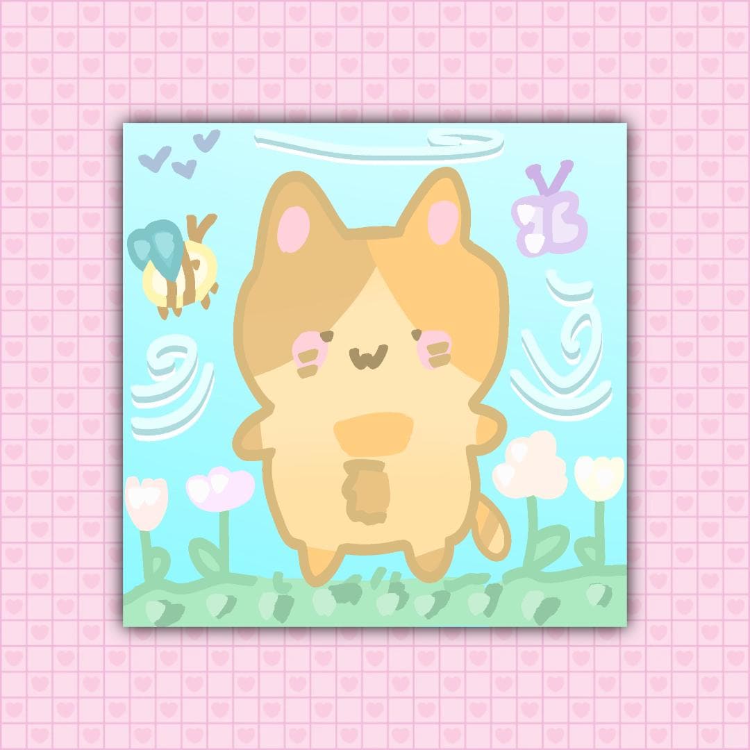 Spring Meadow Cat Sticker