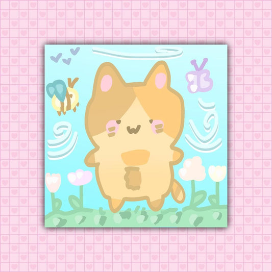 Spring Meadow Cat Sticker