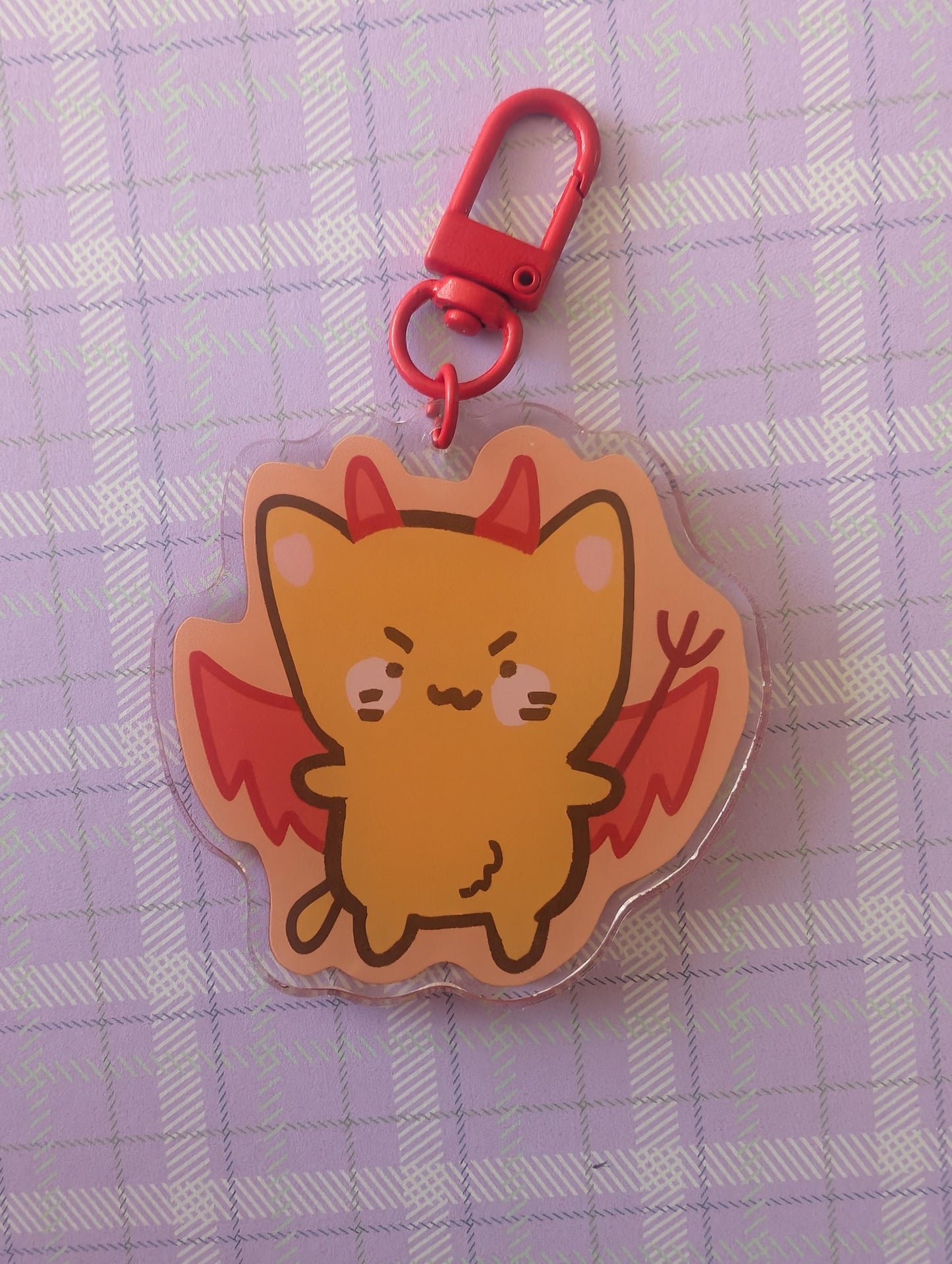 Angel and Devil Cat Stickers & Keychain