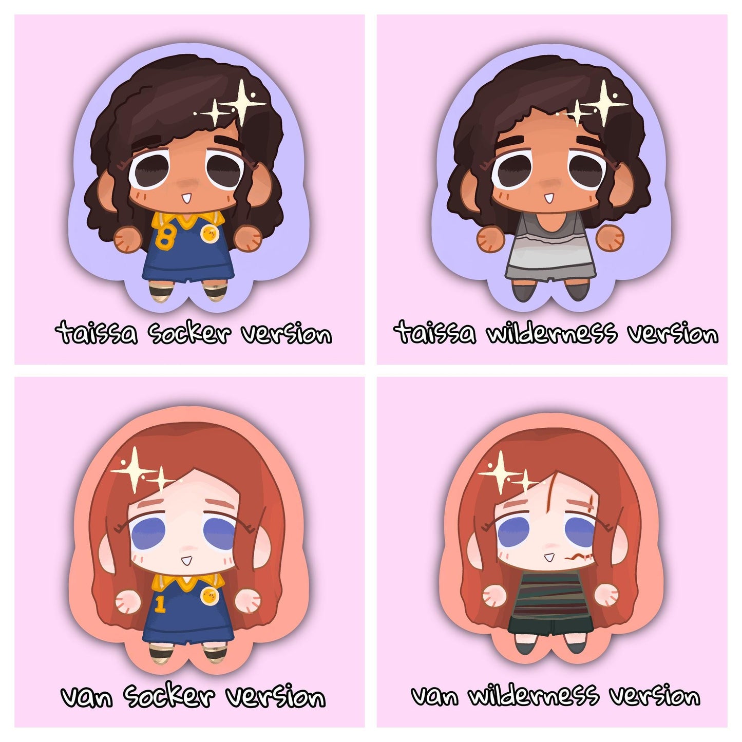 Yellowjackets Character Stickers & Key chains - Shauna, Jackie, Lottie, Natalie, Mari, Misty, Taissa, Van
