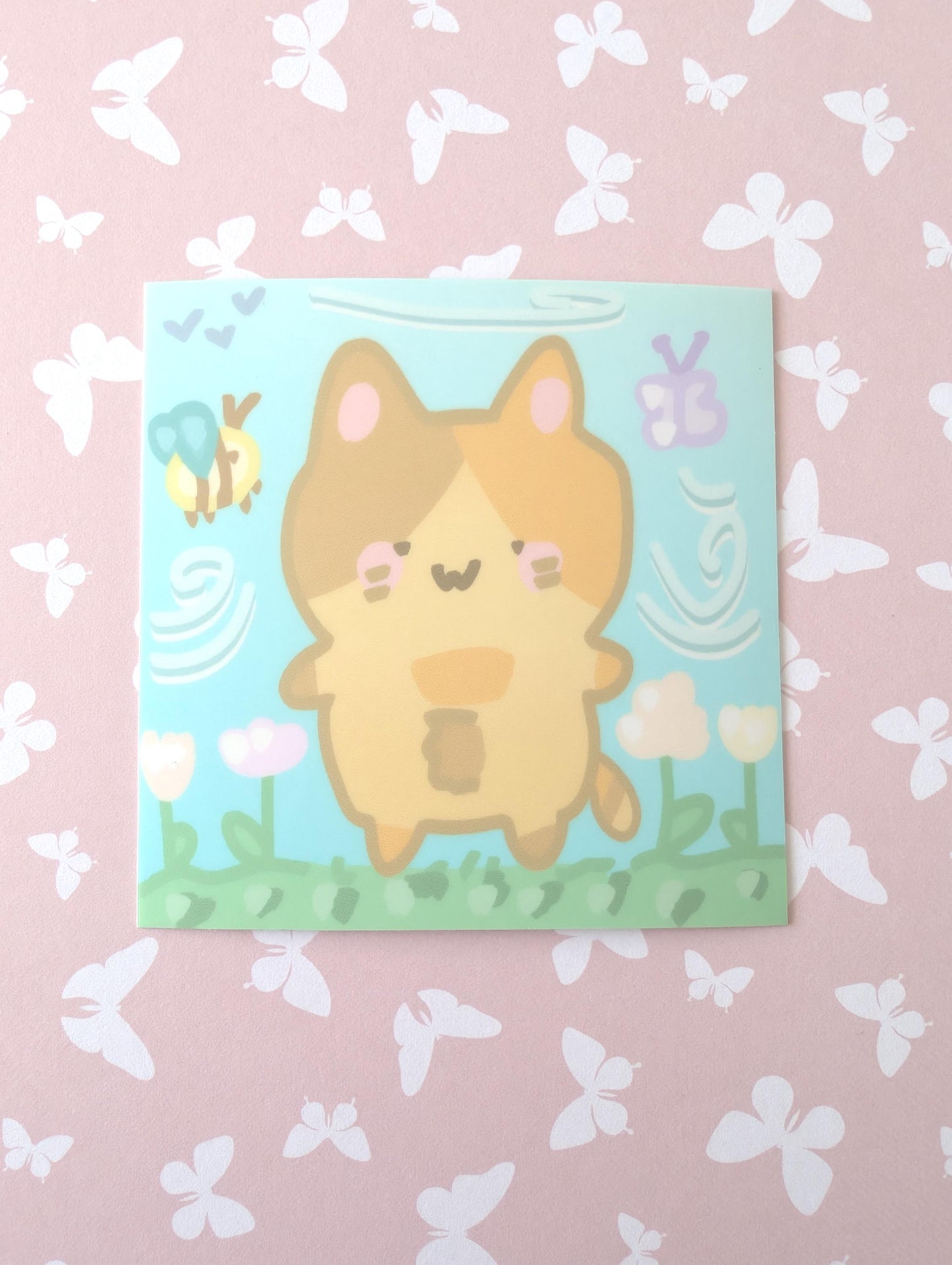 Spring Meadow Cat Sticker