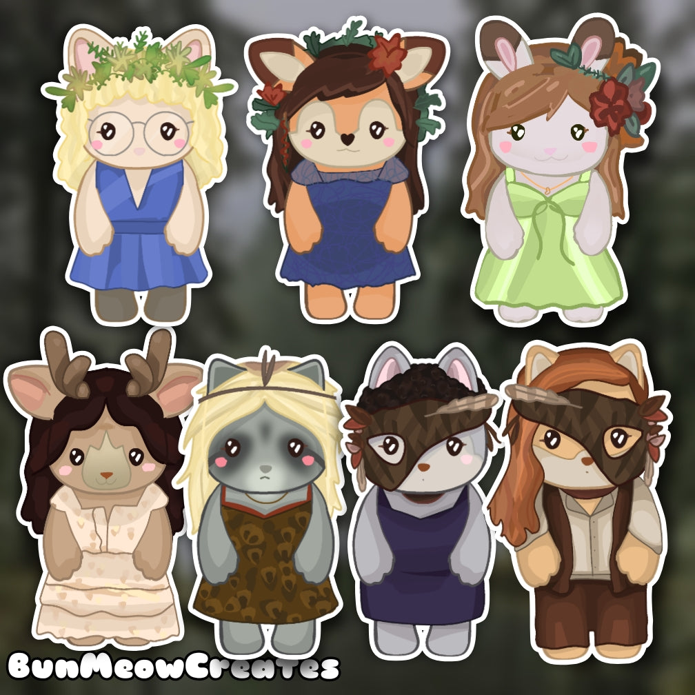 Yellowjackets Doomcoming Keychains & Stickers - Misty, Shauna, Natalie, Jackie, Lottie, Taissa, Van