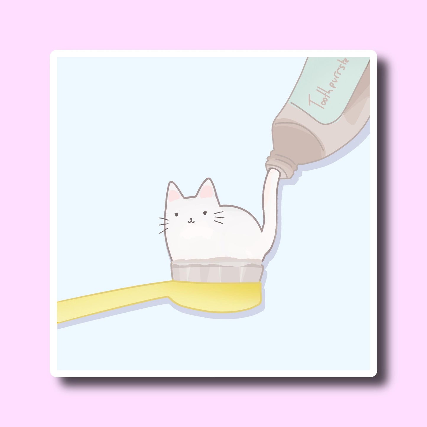 Holographic Funny Cat Toothpaste Sticker
