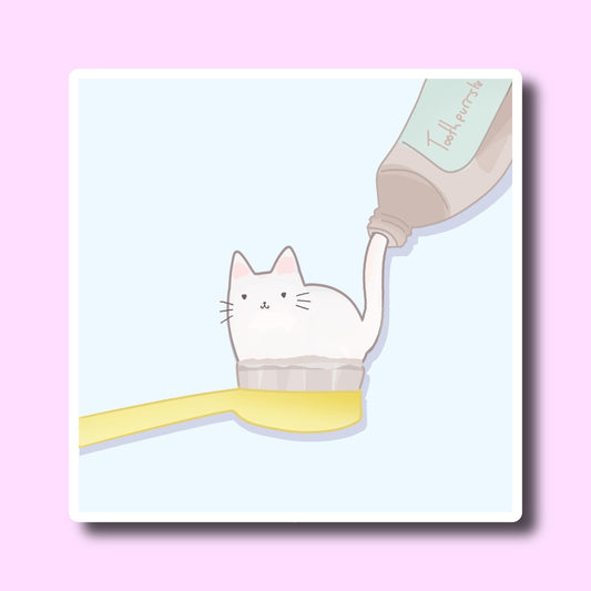Holographic Funny Cat Toothpaste Sticker
