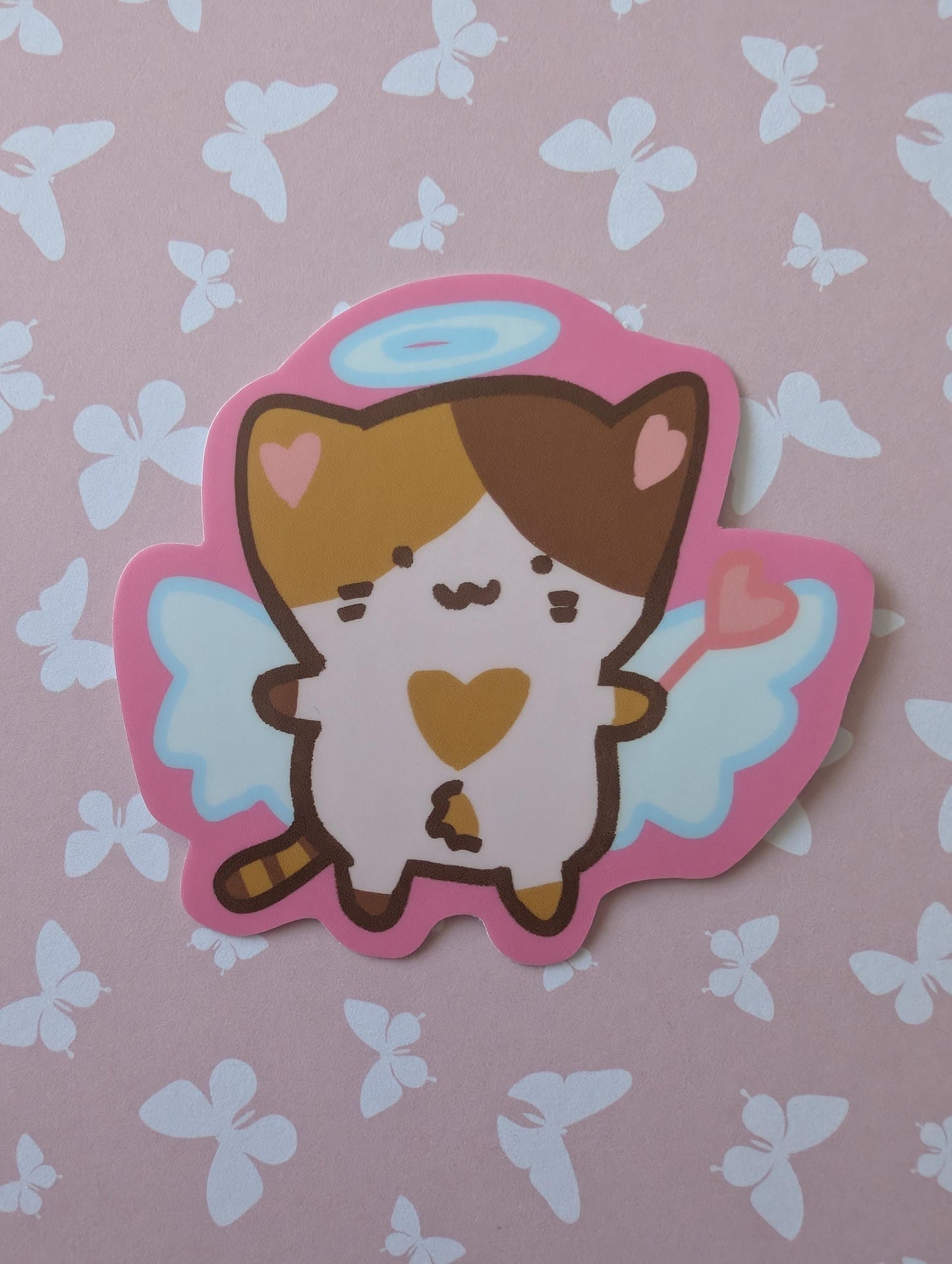 Angel and Devil Cat Stickers & Keychain
