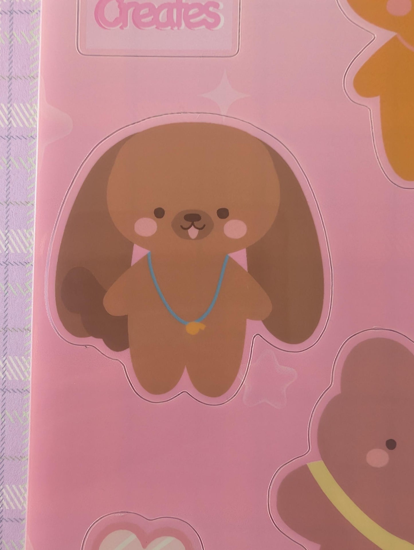 Woodsy Sticker Sheet, Puppy, Cat, Bear Characters
